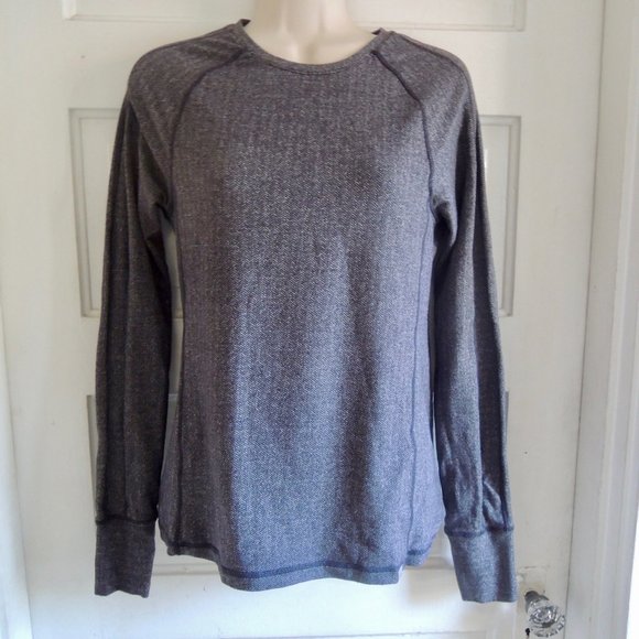 Saucony Soft Gray Herringbone Running Top Thumb Holes M - Picture 1 of 8
